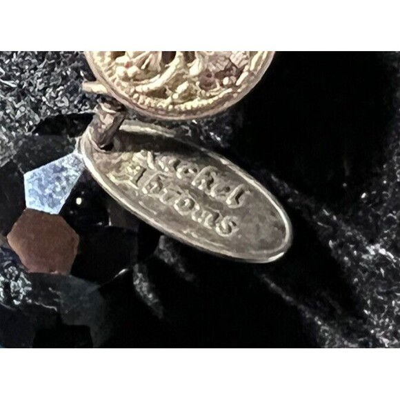 Vintage Rachel Abroms Choker Necklace Black Crystals Turquoise Pendant 14.5” - Picture 8 of 9